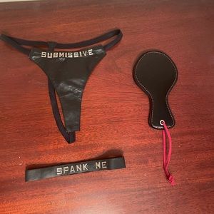 New -- Inferno leather thong set